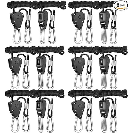 Ipower 6-PACK Pair of 1/8" Heavy Duty Adjustable Grow Light Rope Clip Hanger, 6PK GLROPEX6
